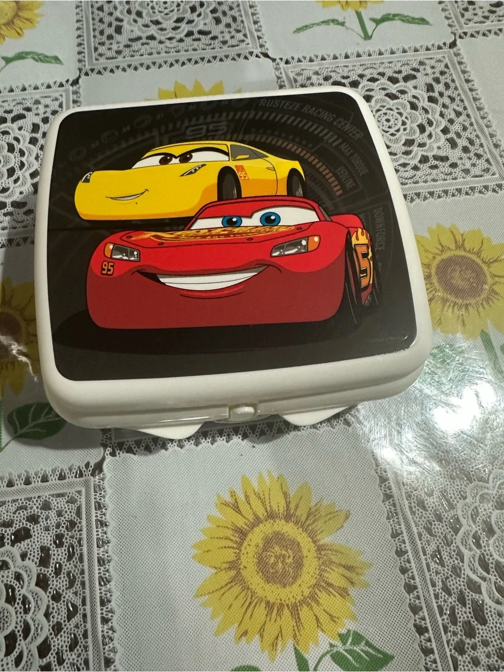 Tupperware Kids Cars Cup and Snack Container - Red, Yellow, Black, White
